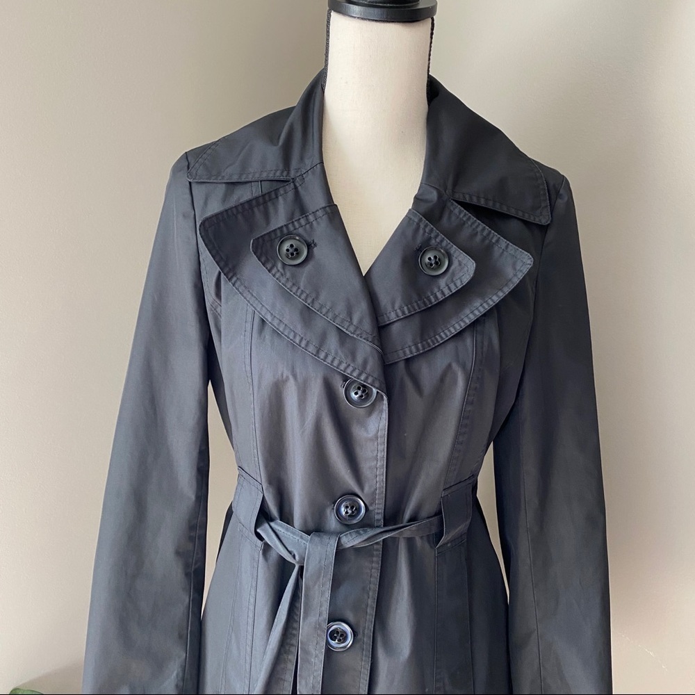 Croft & Barrow Trench Coat Black Sz Small - Picture 2 of 10